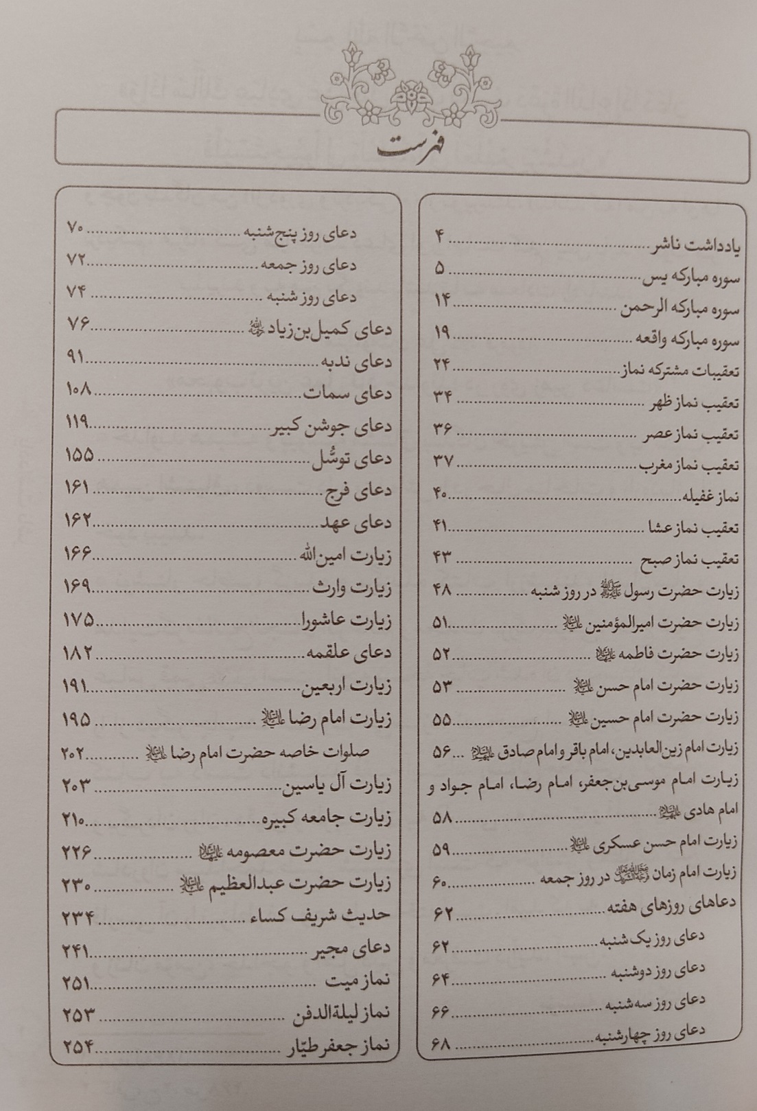 فهرست کتاب